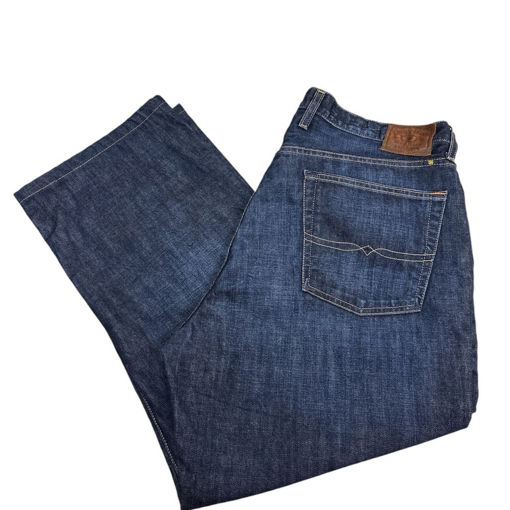 Lucky Brand Relaxed Straight Denim Five Pocket Dark-wash Whiskered Jeans 38 x 30